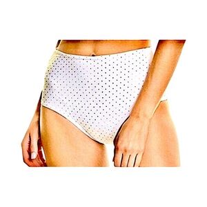 L*Space White Portia Gold Studded Bikini Swim Bottom NWT Size S